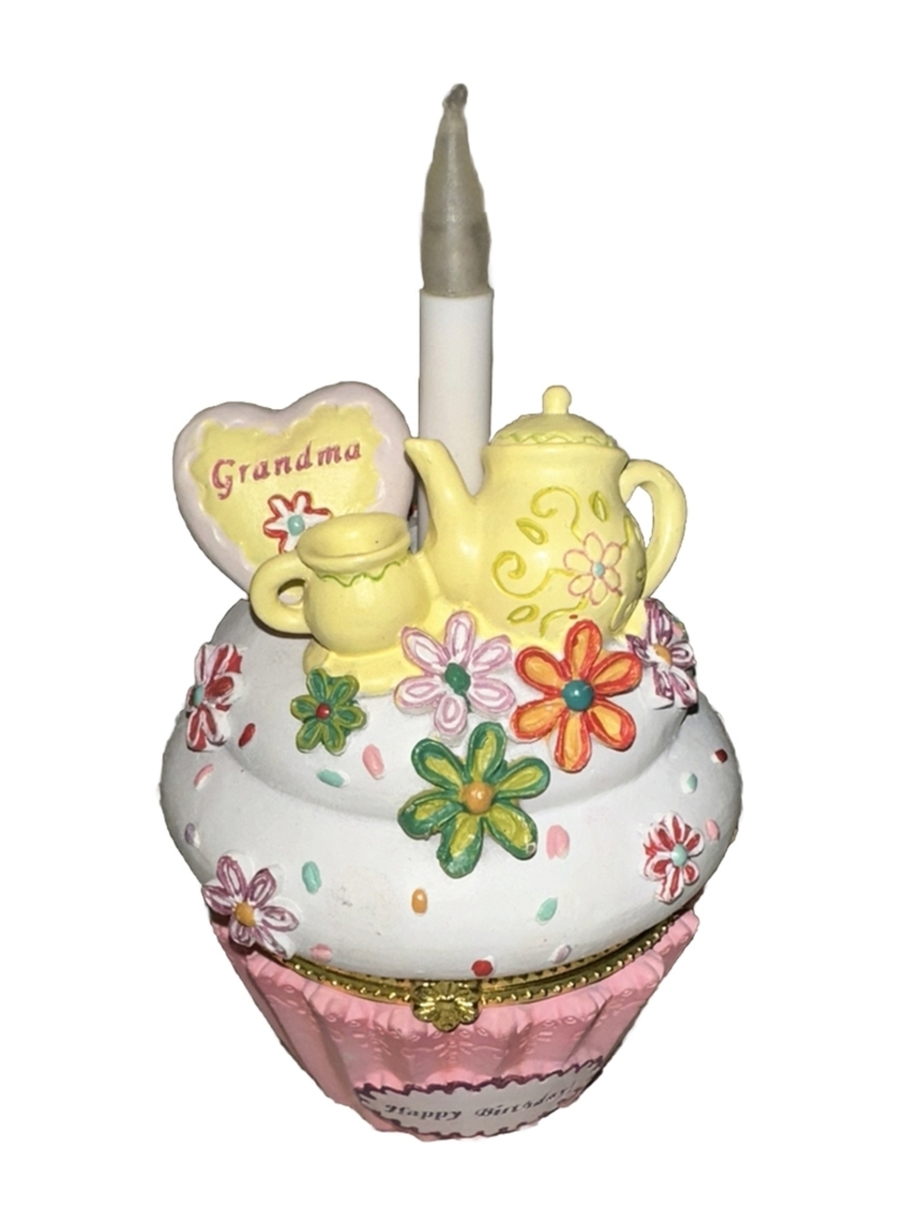 GiftCraft Happy Birthday Grandma Cupcake Trinket Box Wish Box Lights Up Box Damg